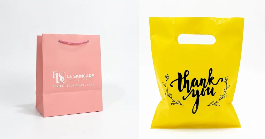 Perbandingan Paper Bag (Kiri) dan Goodie Bag (Kanan)